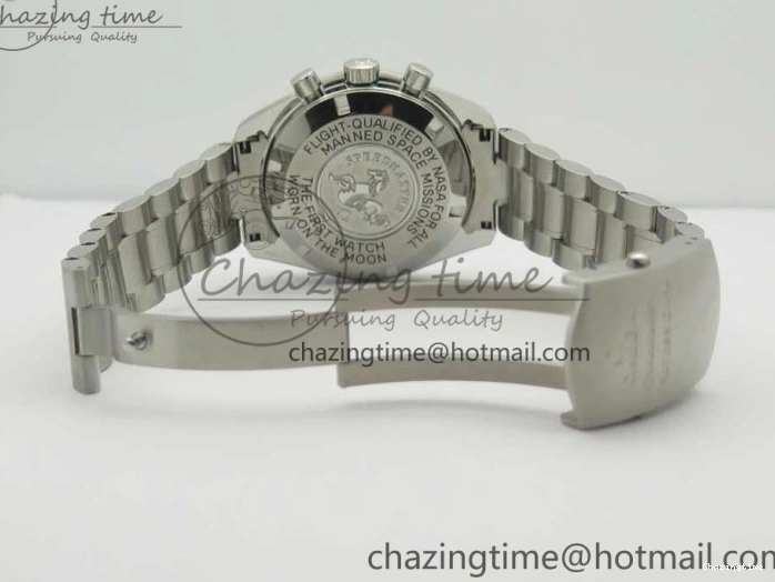 0318 WaterResistant Speedmaster SS Sapphire Crystal Panda White Black Dial on SS Bracelet Manual Winding Chrono Movement 7956